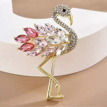 XSB150 - Gemstone Swan Saree Brooch
